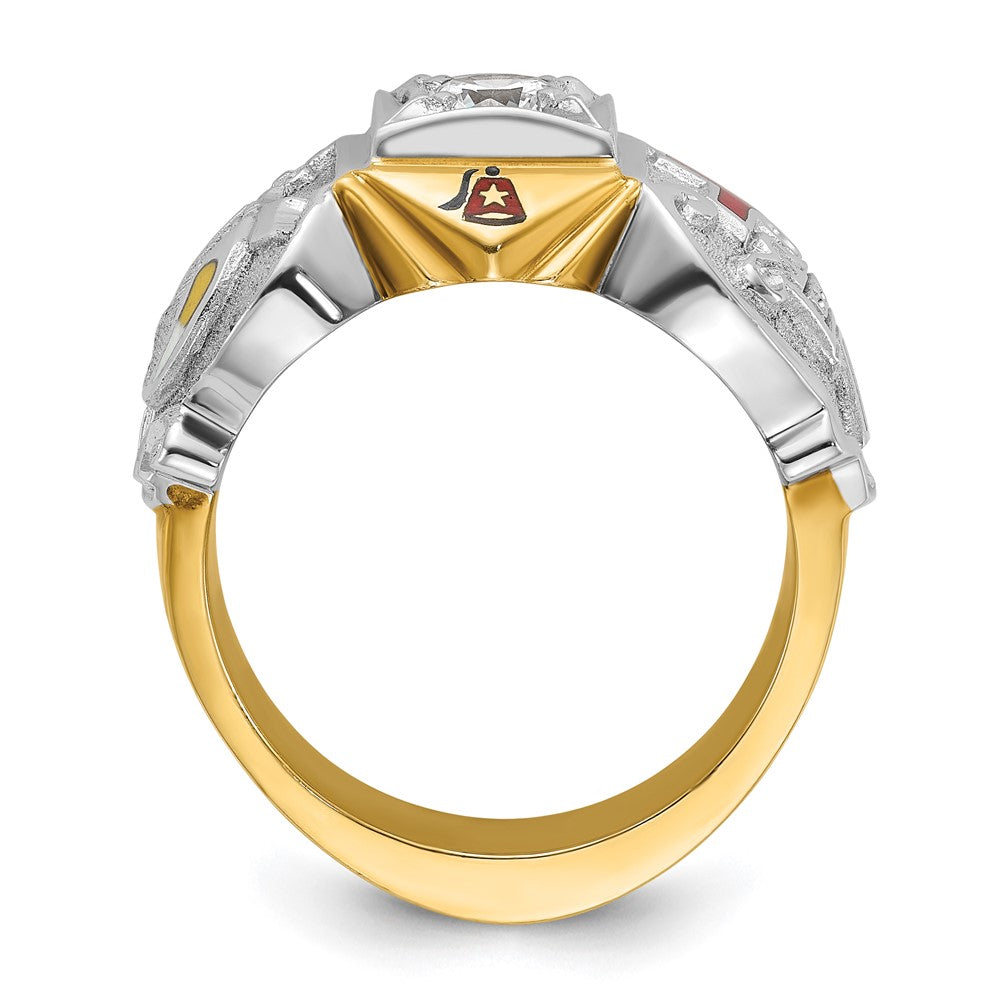 10K Two-Tone Ibgoodman Men'S Polished And Textured Knights Templar Masonic Shriner'S Ring Mounting