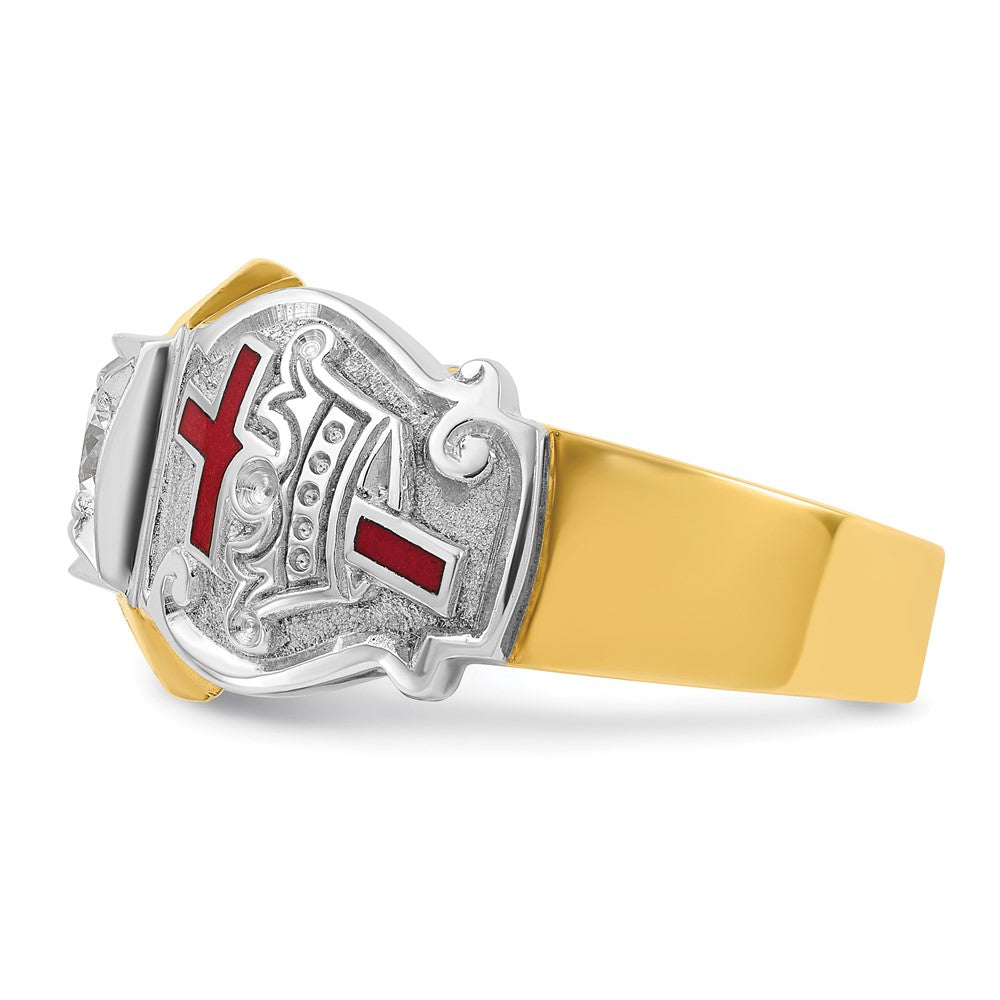 10K Two-Tone Ibgoodman Men'S Polished And Textured Knights Templar Masonic Shriner'S Ring Mounting