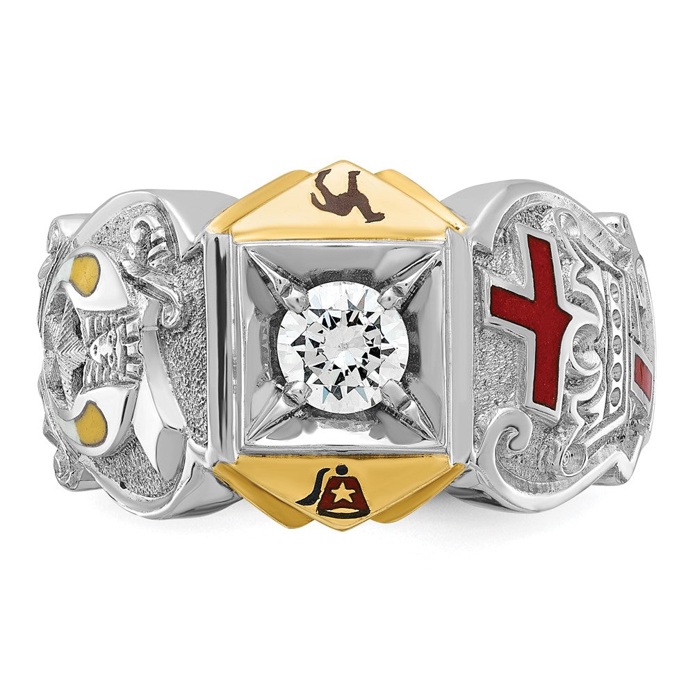 10K Two-Tone Ibgoodman Men'S Polished And Textured Knights Templar Masonic Shriner'S Ring Mounting