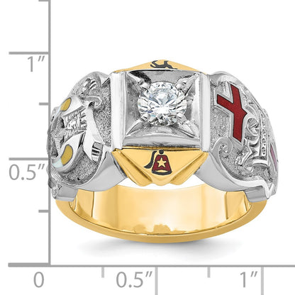 10K Two-Tone Ibgoodman Men'S Polished And Textured Knights Templar Masonic Shriner'S Ring Mounting