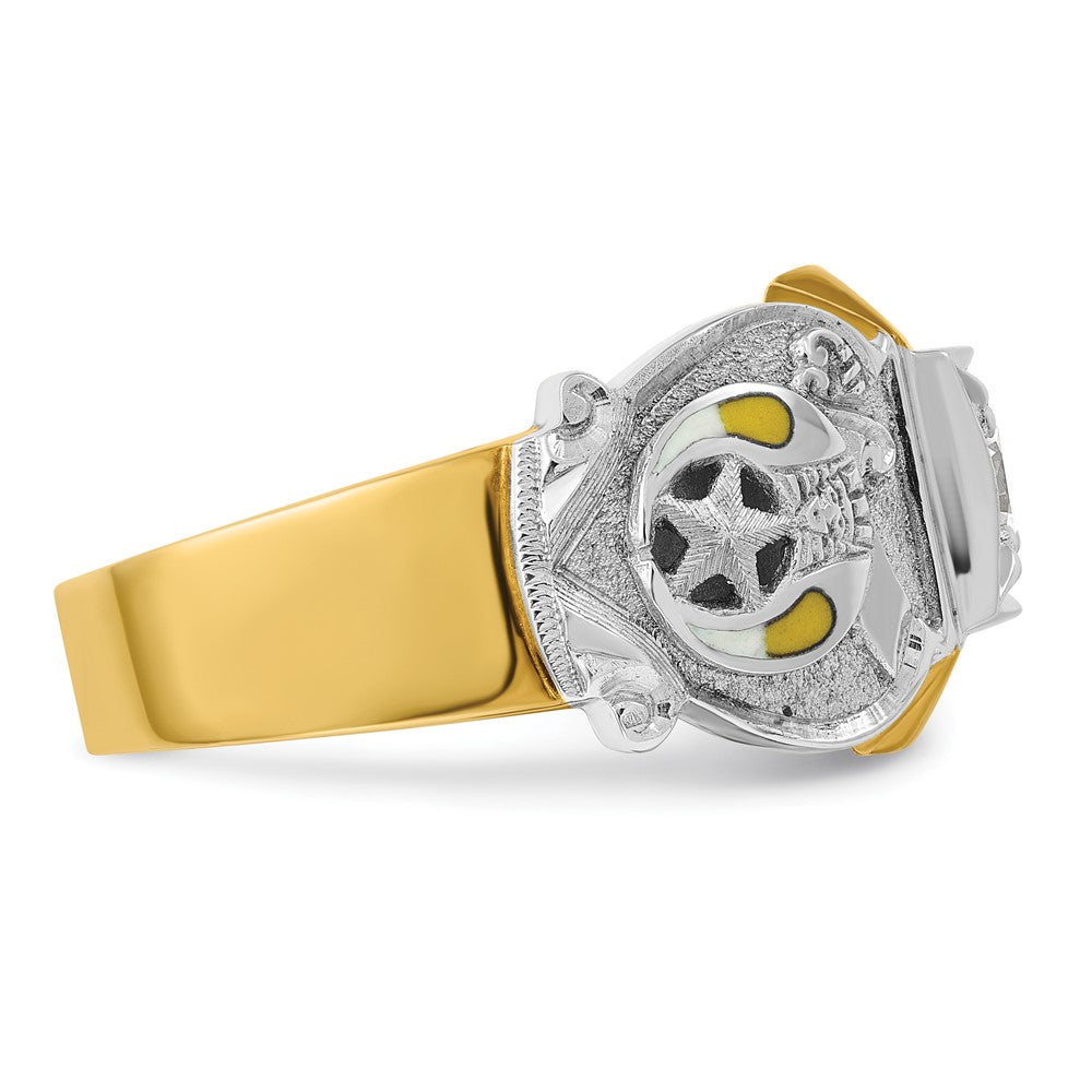10K Two-Tone Ibgoodman Men'S Polished And Textured Knights Templar Masonic Shriner'S Ring Mounting