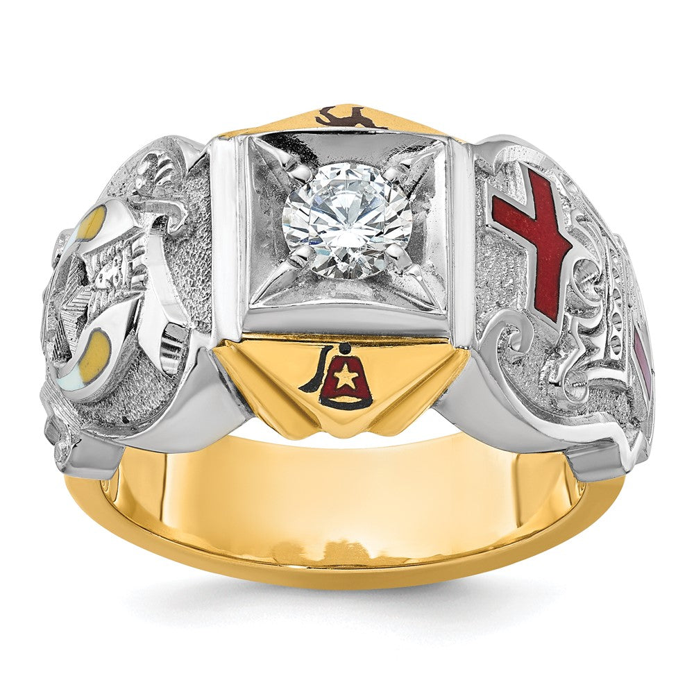 10K Two-Tone Ibgoodman Men'S Polished And Textured Knights Templar Masonic Shriner'S Ring Mounting