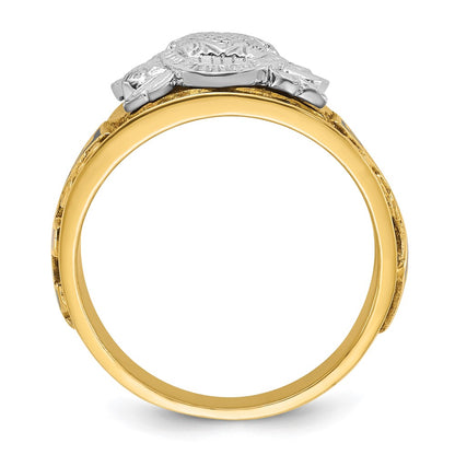 10K Two-Tone Ibgoodman Men'S Polished And Textured With Multi-Color Enamel Active 33Rd Degree Masonic Ring