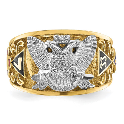 10K Two-Tone Ibgoodman Men'S Polished And Textured With Multi-Color Enamel Active 33Rd Degree Masonic Ring