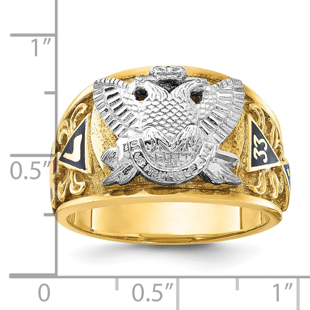 10K Two-Tone Ibgoodman Men'S Polished And Textured With Multi-Color Enamel Active 33Rd Degree Masonic Ring