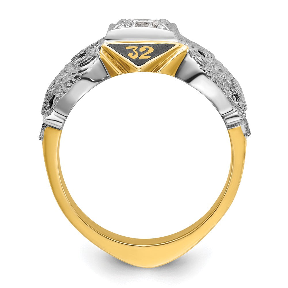 10K Two-Tone Ibgoodman Men'S Polished And Textured 32Nd Degree Scottish Rite Masonic Ring Mounting
