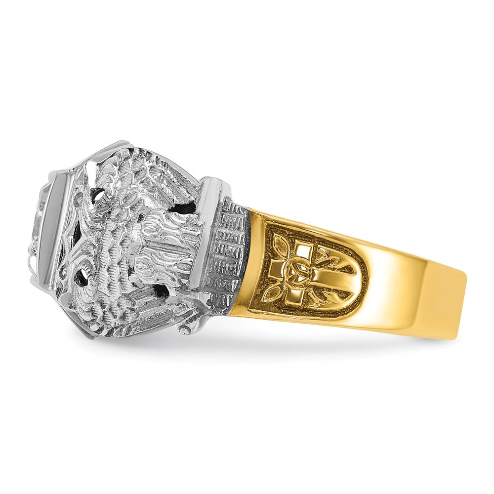 10K Two-Tone Ibgoodman Men'S Polished And Textured 32Nd Degree Scottish Rite Masonic Ring Mounting