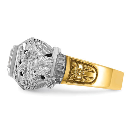 10K Two-Tone Ibgoodman Men'S Polished And Textured 32Nd Degree Scottish Rite Masonic Ring Mounting