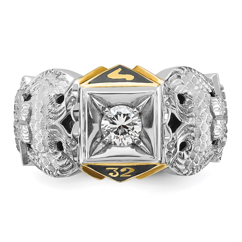10K Two-Tone Ibgoodman Men'S Polished And Textured 32Nd Degree Scottish Rite Masonic Ring Mounting