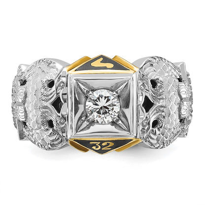 10K Two-Tone Ibgoodman Men'S Polished And Textured 32Nd Degree Scottish Rite Masonic Ring Mounting