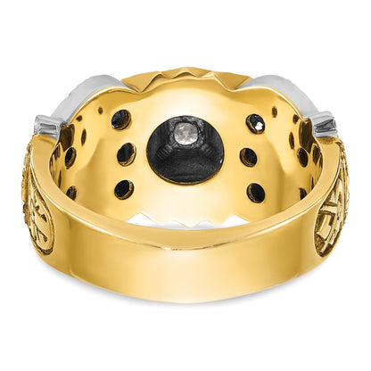10K Two-Tone Ibgoodman Men'S Polished And Textured 32Nd Degree Scottish Rite Masonic Ring Mounting
