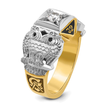 10K Two-Tone Ibgoodman Men'S Polished And Textured 32Nd Degree Scottish Rite Masonic Ring Mounting