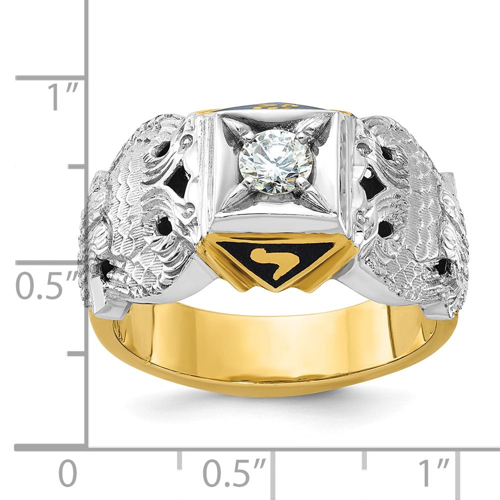 10K Two-Tone Ibgoodman Men'S Polished And Textured 32Nd Degree Scottish Rite Masonic Ring Mounting