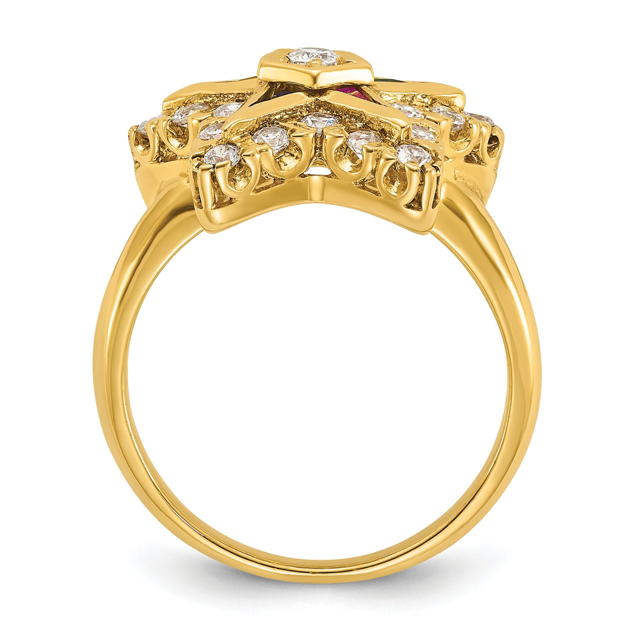 10K Yellow Gold Ibgoodman Women'S Polished Eastern Star Masonic Ring Mounting