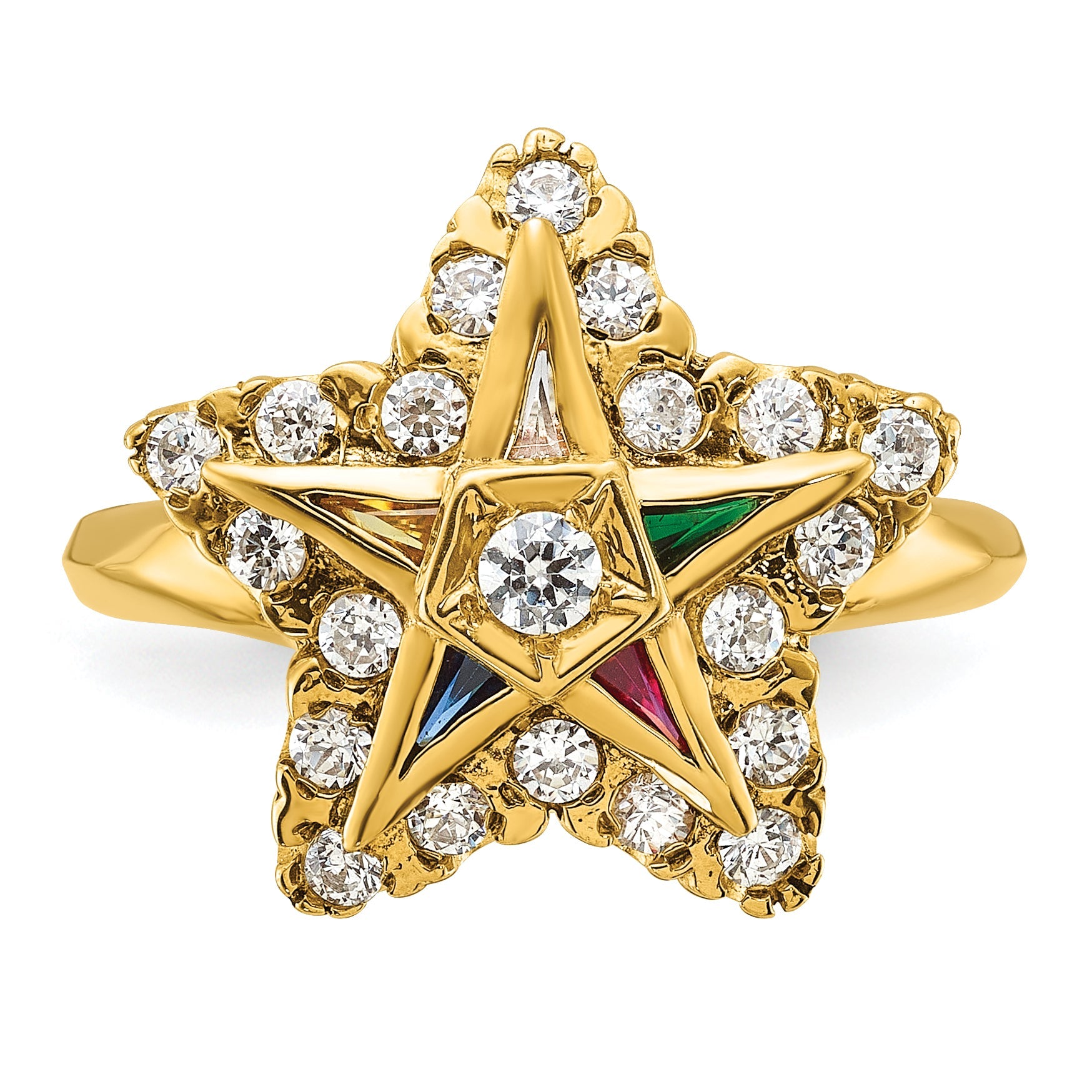 10K Yellow Gold Ibgoodman Women'S Polished Eastern Star Masonic Ring Mounting