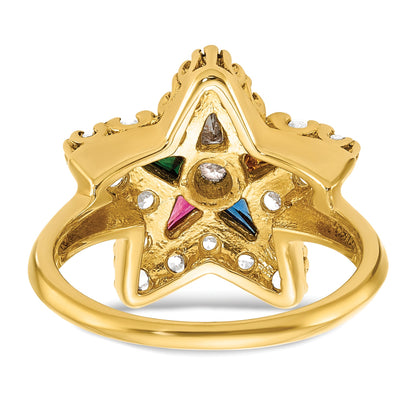 10K Yellow Gold Ibgoodman Women'S Polished Eastern Star Masonic Ring Mounting