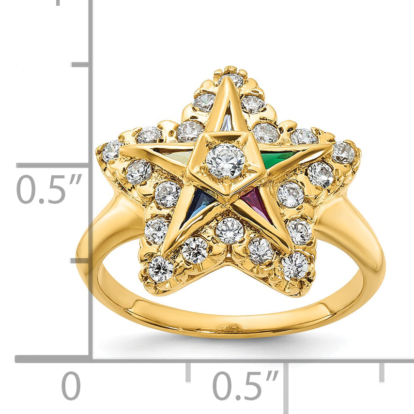 10K Yellow Gold Ibgoodman Women'S Polished Eastern Star Masonic Ring Mounting