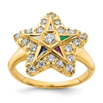 10K Yellow Gold Ibgoodman Women'S Polished Eastern Star Masonic Ring Mounting