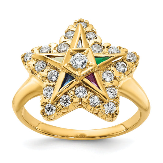 10K Yellow Gold Ibgoodman Women'S Polished Eastern Star Masonic Ring Mounting