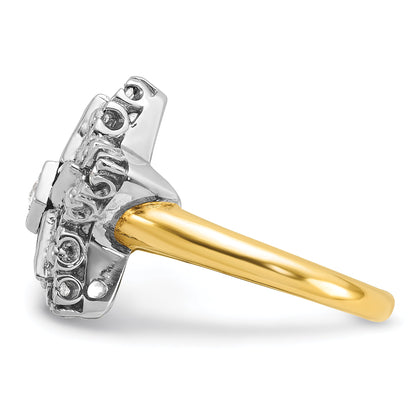 10K Two-Tone Ibgoodman Women'S Polished And Beaded Eastern Star Masonic Ring Mounting