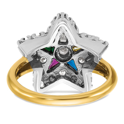 10K Two-Tone Ibgoodman Women'S Polished And Beaded Eastern Star Masonic Ring Mounting