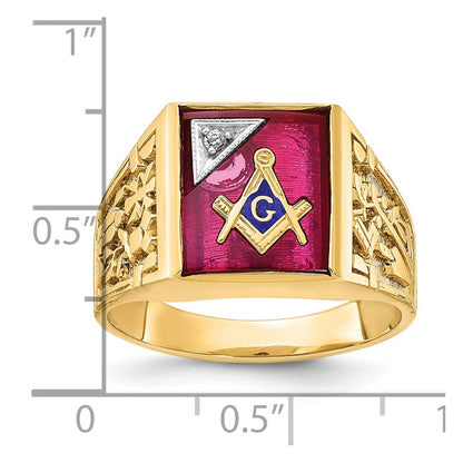 10K Two-Tone Ibgoodman Men'S Polished And Textured Blue Lodge Master Masonic Ring Mounting