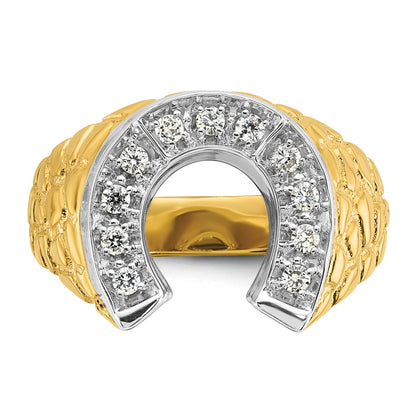 10K Two-Tone Ibgoodman Men'S Horseshoe Diamond Complete Ring