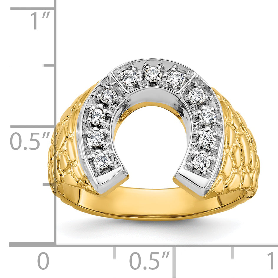 10K Two-Tone Ibgoodman Men'S Horseshoe Diamond Complete Ring