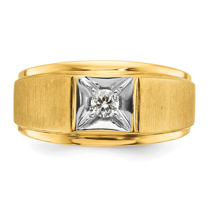 10K Two-Tone Ibgoodman Men'S Polished And Satin Diamond Ring Mounting