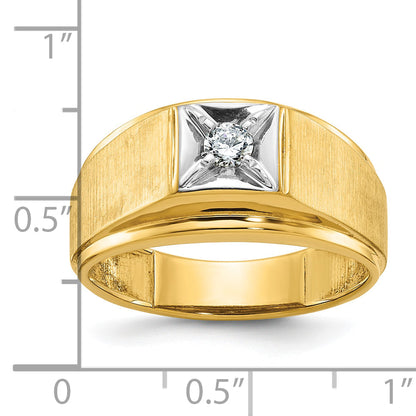 10K Two-Tone Ibgoodman Men'S Polished And Satin Diamond Ring Mounting