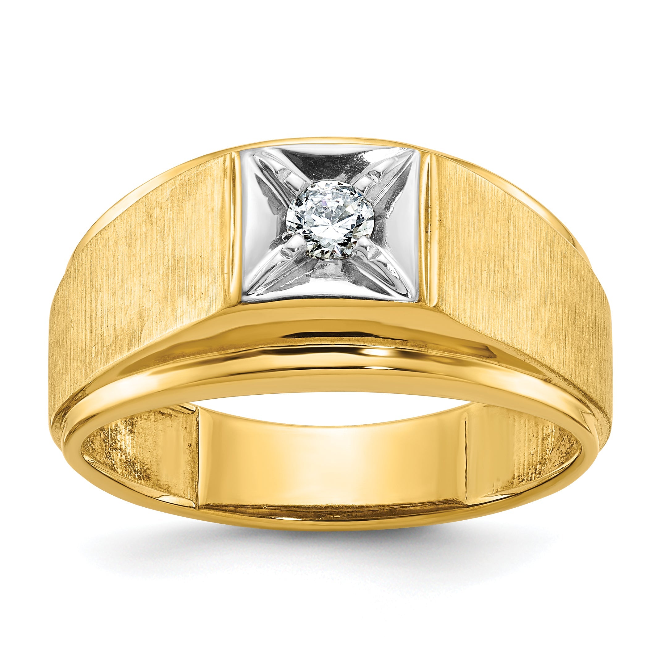 10K Two-Tone Ibgoodman Men'S Polished And Satin Diamond Ring Mounting