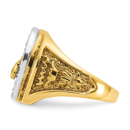 10K Two-Tone Ibgoodman Men'S Horse And Horseshoe Diamond Complete Ring