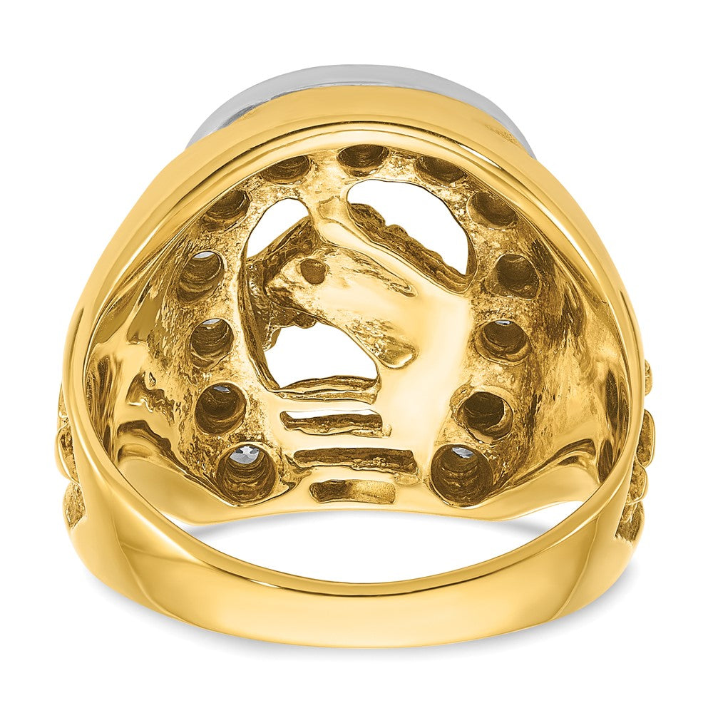 10K Two-Tone Ibgoodman Men'S Horse And Horseshoe Diamond Complete Ring