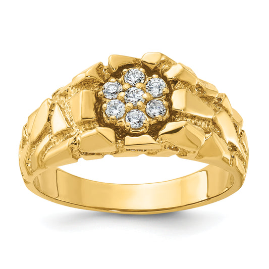 14k Yellow Gold 1/4 Ct. Lab Grown Diamond VS/SI+ G+ Men's Cluster Nugget Ring