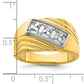 14k Yellow & Rhodium with White 1/2 Ct. Lab Grown Diamond VS/SI+ G+ Polished and Grooved Three Stone Men's Ring