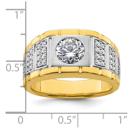 14k Two-tone 3/8 Ct. Lab Grown Diamond VS/SI+ G+ Polished and Satin Men's Ring
