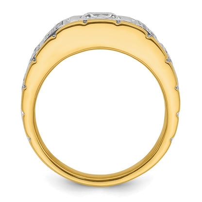 14k Two-tone  Two Tone 3/8 Ct. Lab Grown Diamond VS/SI+ G+ Semi Mount Polished Men's Ring