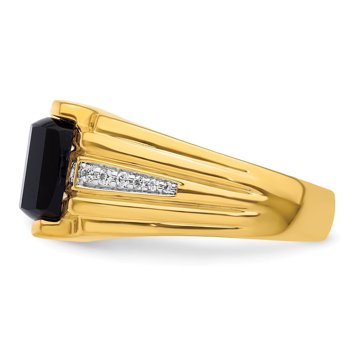 14k Yellow Gold 1/8 Ct. Lab Grown Diamond VS/SI+ G+ and Onyx Men's Ring