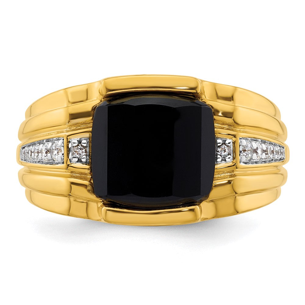 14k Yellow Gold  1/8 Ct. Lab Grown Diamond VS/SI+ G+ and Onyx Complete Men's Ring