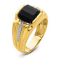 14k Yellow Gold 1/8 Ct. Lab Grown Diamond VS/SI+ G+ and Onyx Men's Ring