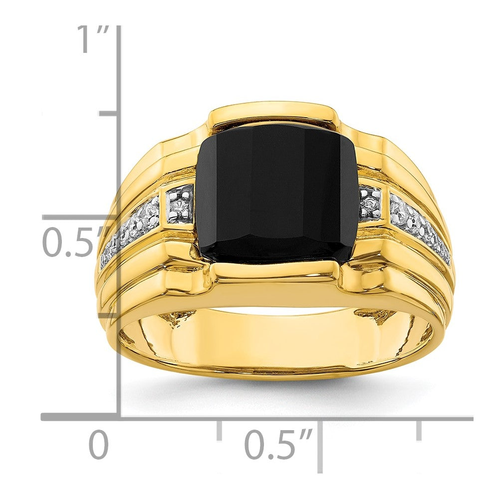 14k Yellow Gold  1/8 Ct. Lab Grown Diamond VS/SI+ G+ and Onyx Complete Men's Ring