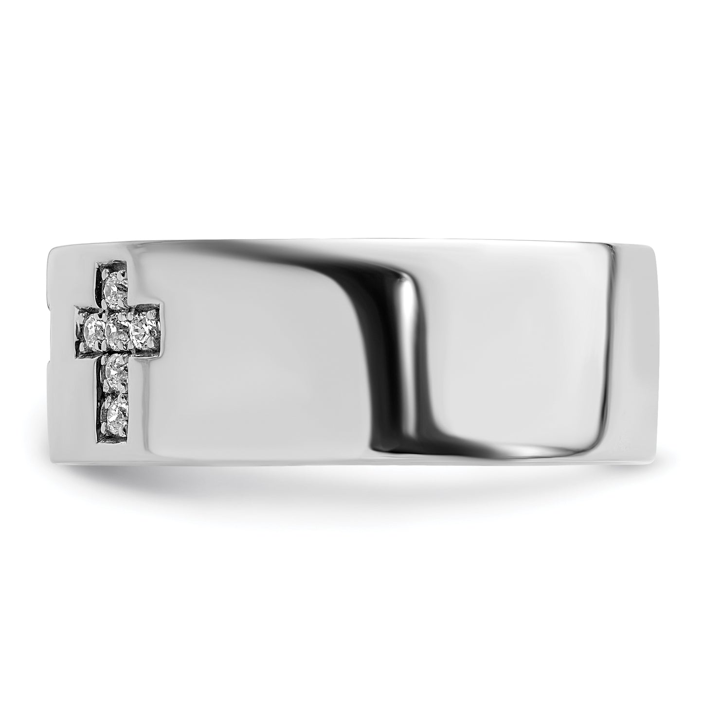 14k White Gold 1/5 Ct. Lab Grown Diamond VS/SI+ G+ Cross Men's Ring