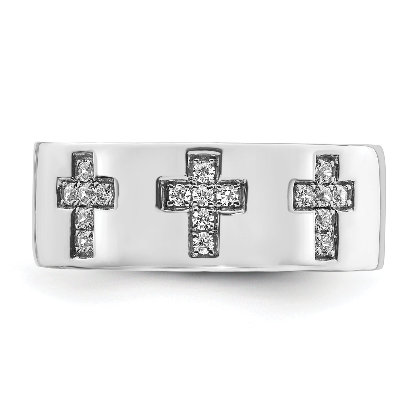 14k White Gold 1/5 Ct. Lab Grown Diamond VS/SI+ G+ Cross Men's Ring