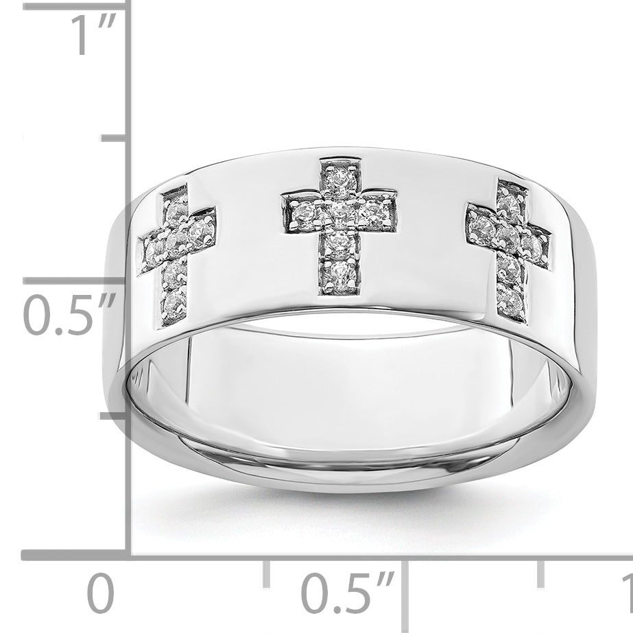 14k White Gold 1/5 Ct. Lab Grown Diamond VS/SI+ G+ Cross Men's Ring