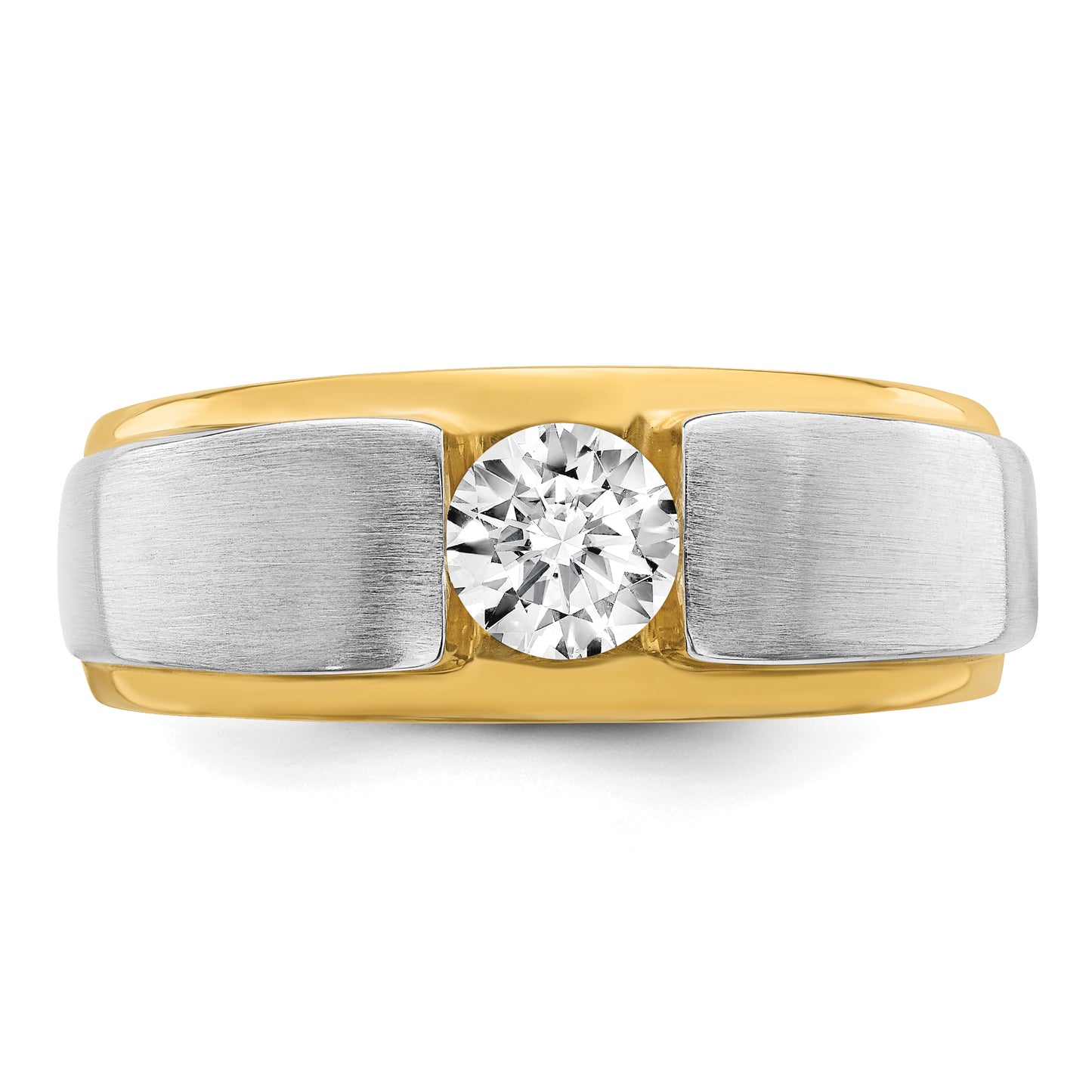 14k Two-tone Two Tone 3/4 Ct. Lab Grown Diamond VS/SI+ G+ Satin Men's Ring