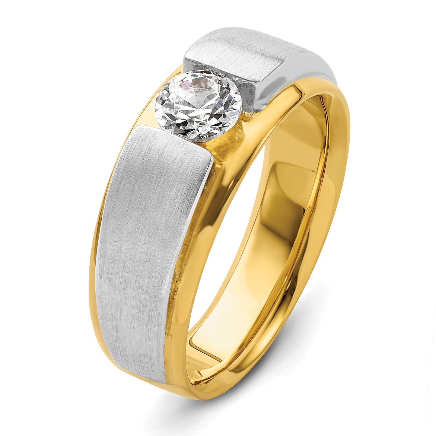 14k Two-tone Two Tone 3/4 Ct. Lab Grown Diamond VS/SI+ G+ Satin Men's Ring