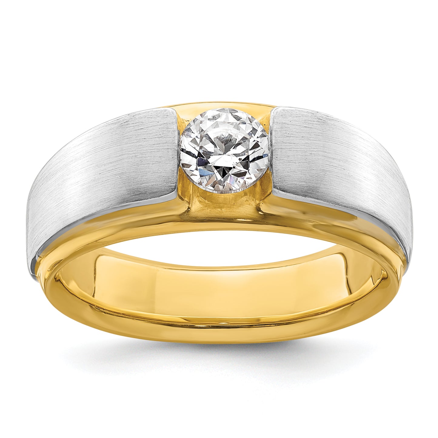 14k Two-tone Two Tone 3/4 Ct. Lab Grown Diamond VS/SI+ G+ Satin Men's Ring