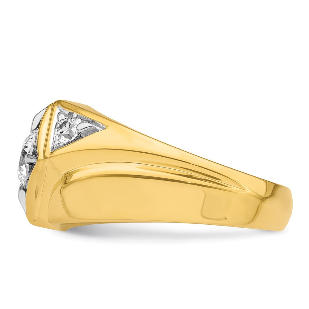 14k Yellow Gold  with White Rhodium 7/8 Ct. Lab Grown Diamond VS/SI+ G+ Complete Polished and Satin Men's Ring