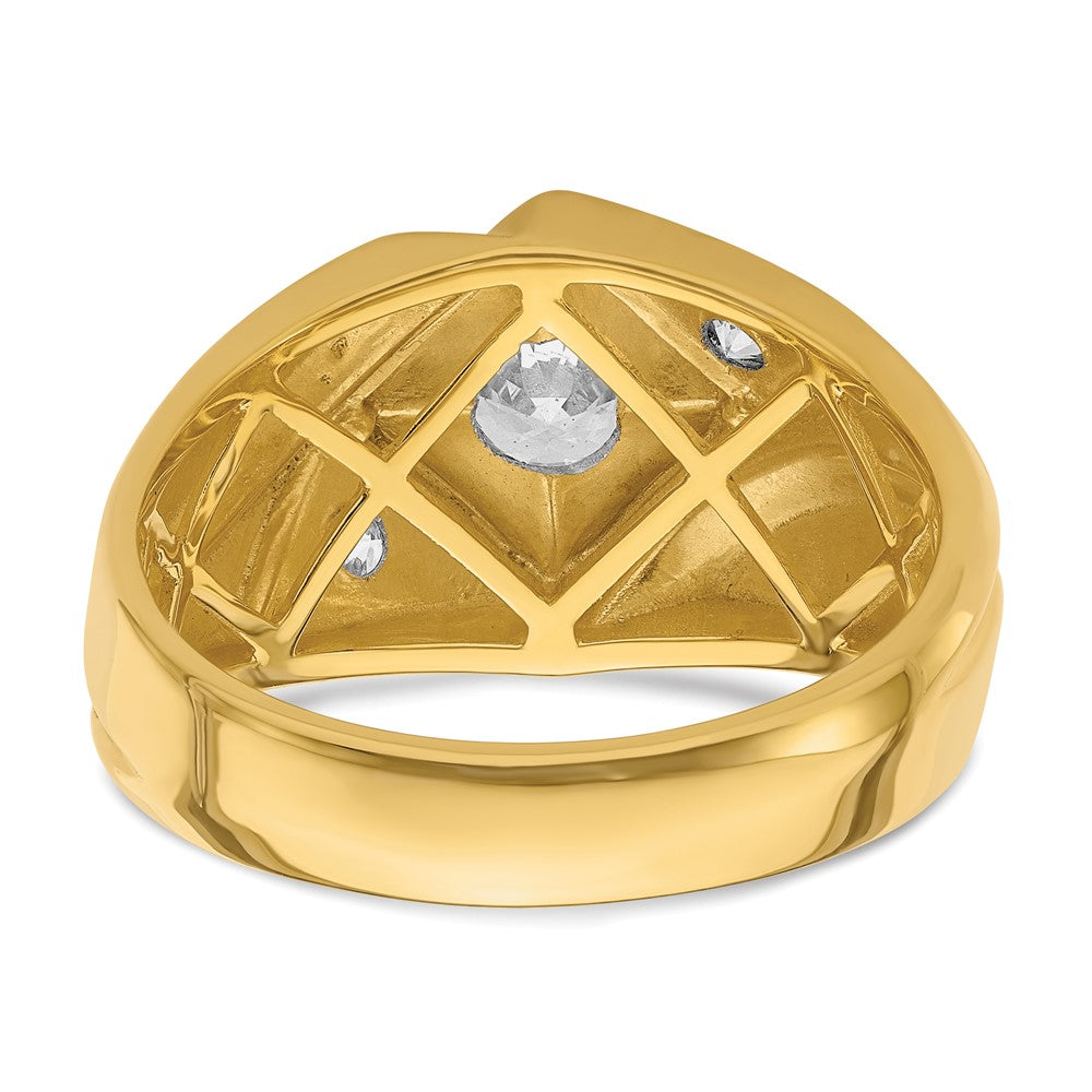14k Yellow Gold  with White Rhodium 7/8 Ct. Lab Grown Diamond VS/SI+ G+ Complete Polished and Satin Men's Ring
