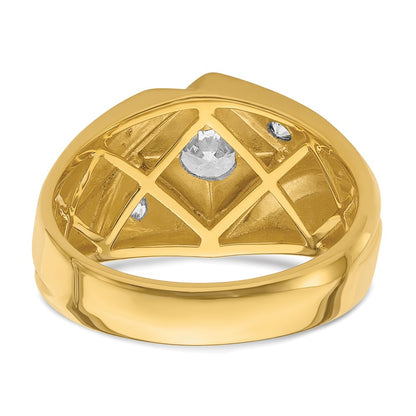 14k Yellow Gold  with White Rhodium 7/8 Ct. Lab Grown Diamond VS/SI+ G+ Complete Polished and Satin Men's Ring